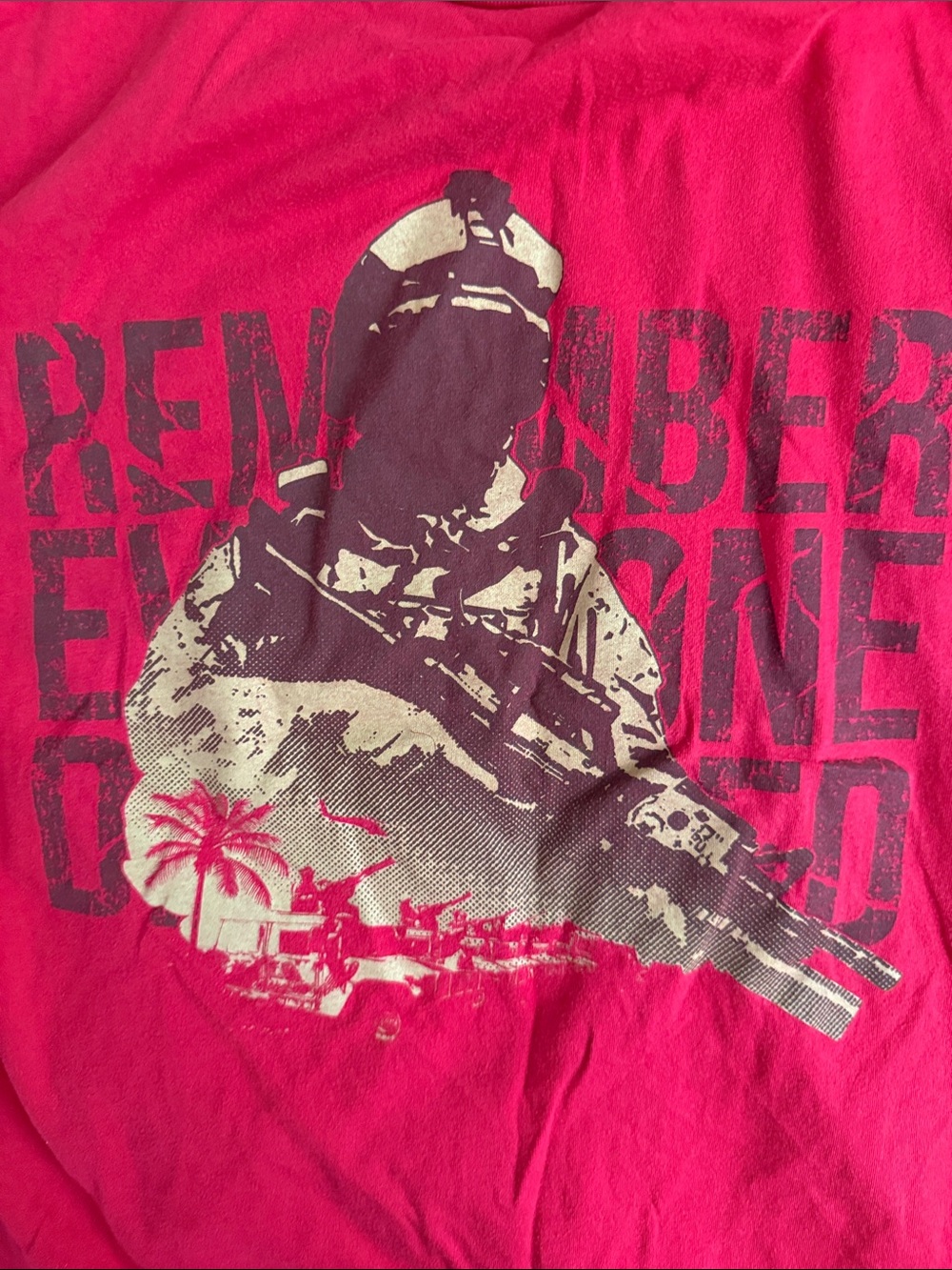 Grunt Style Red Short Sleeve Tee with Tan Soldier Graphic - Picture 5 of 6